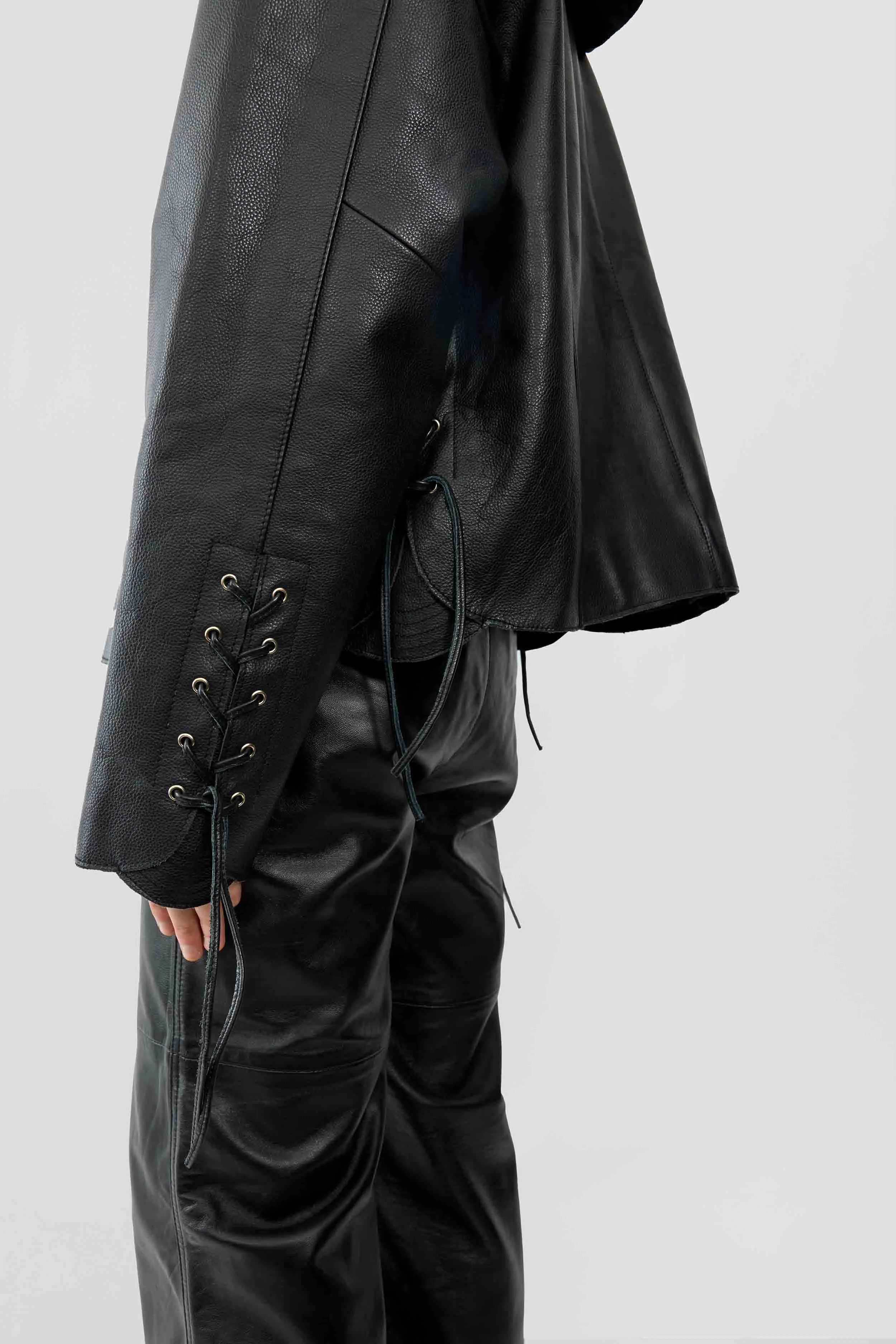 Canoo Oversized Black Leather Jacket sold by Deadwood Studios product image thumbnail 2
