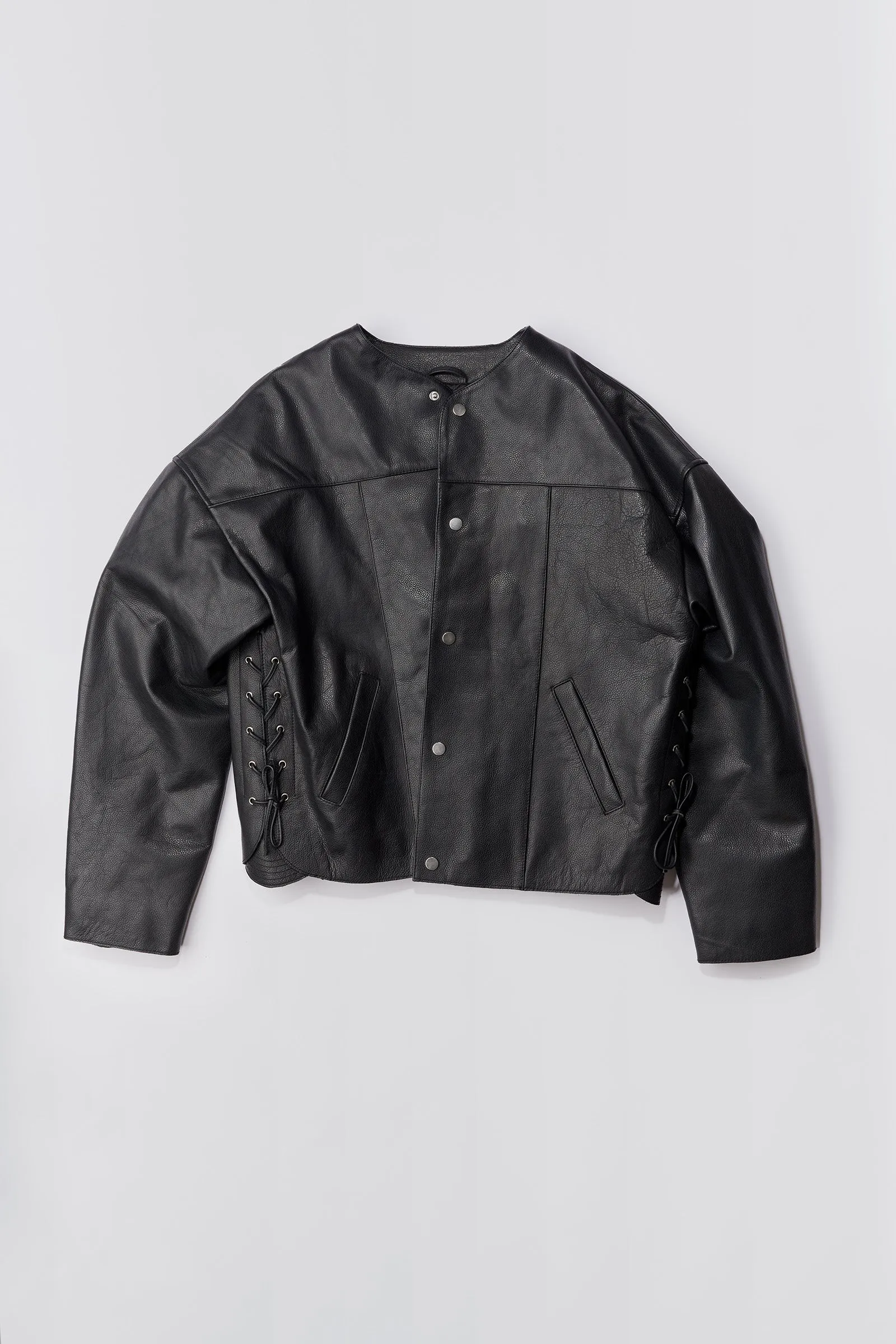 Canoo Oversized Black Leather Jacket sold by Deadwood Studios