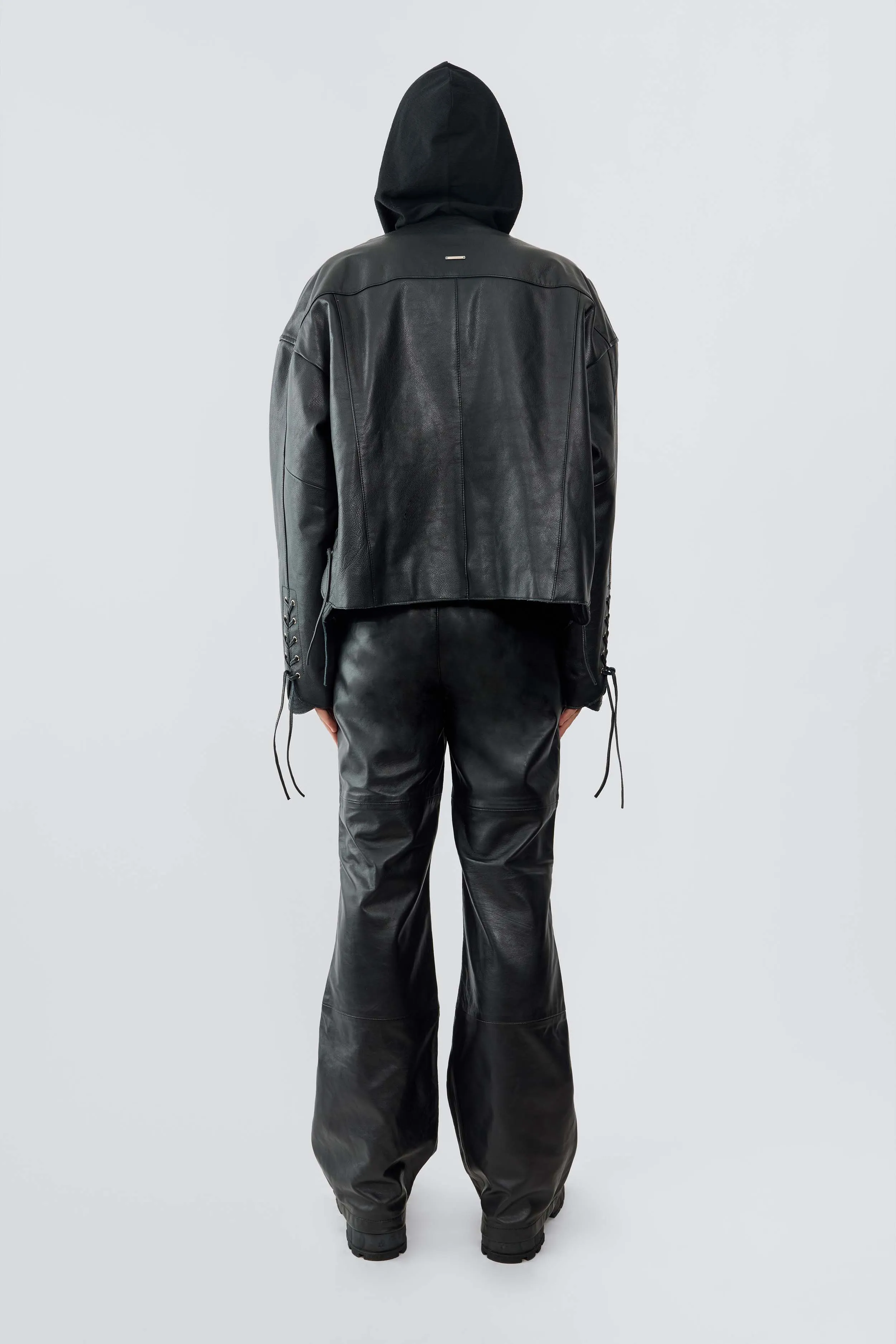 Canoo Oversized Black Leather Jacket sold by Deadwood Studios product image thumbnail 4