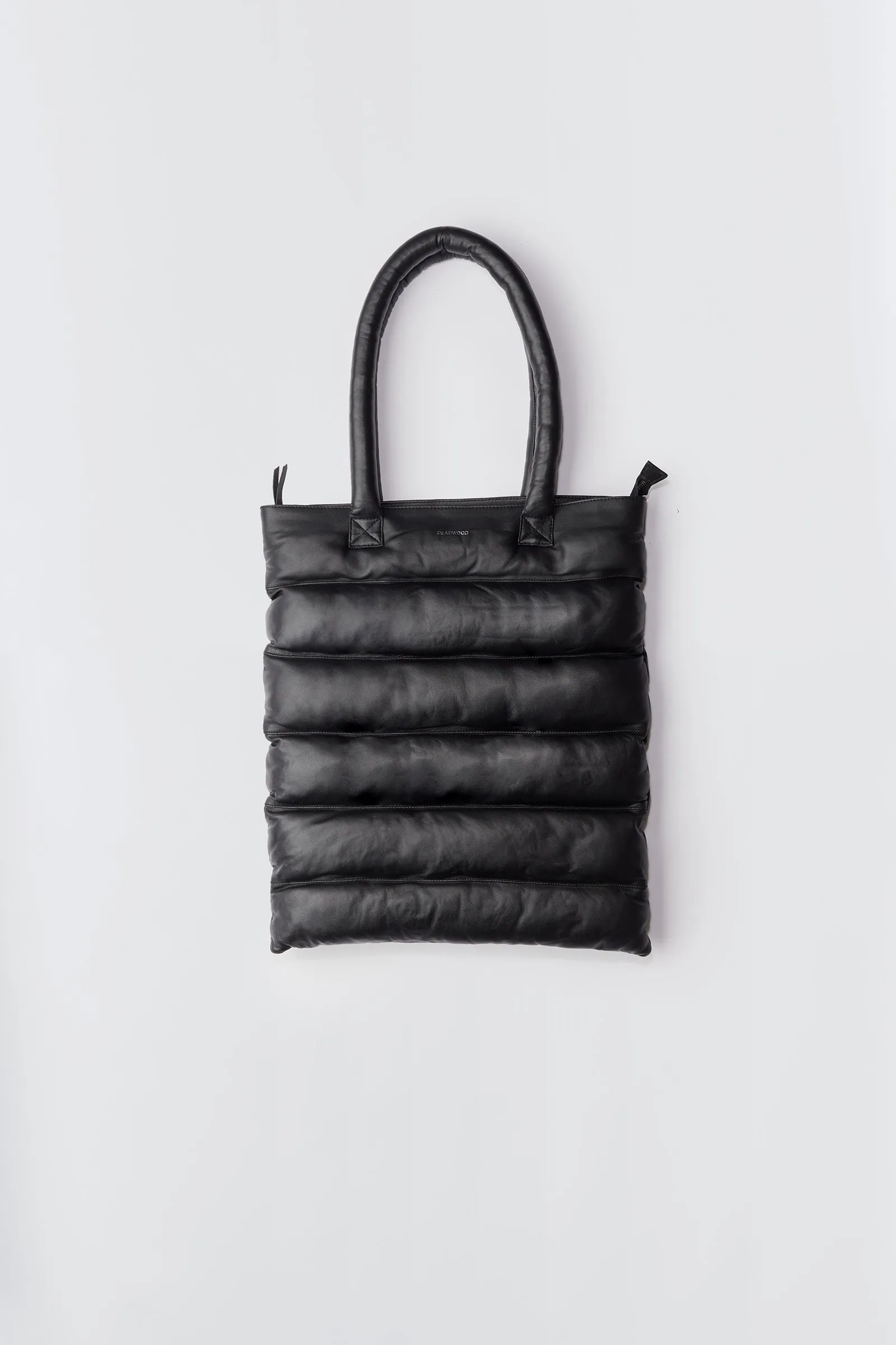 Tundra Black Leather Padded Tote Bag sold by Deadwood Studios