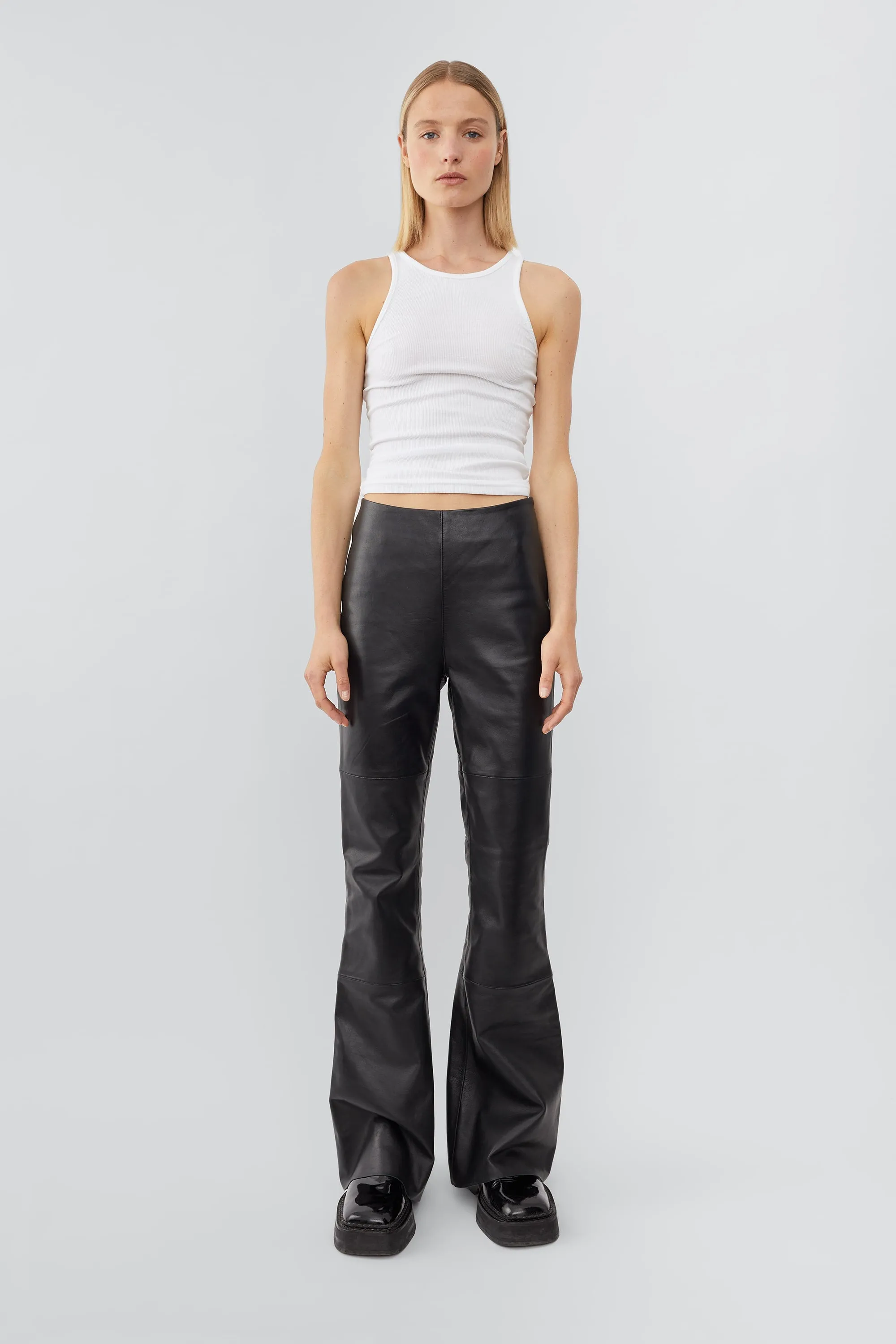 Kick Flared Black Leather Pants sold by Deadwood Studios product image thumbnail 2