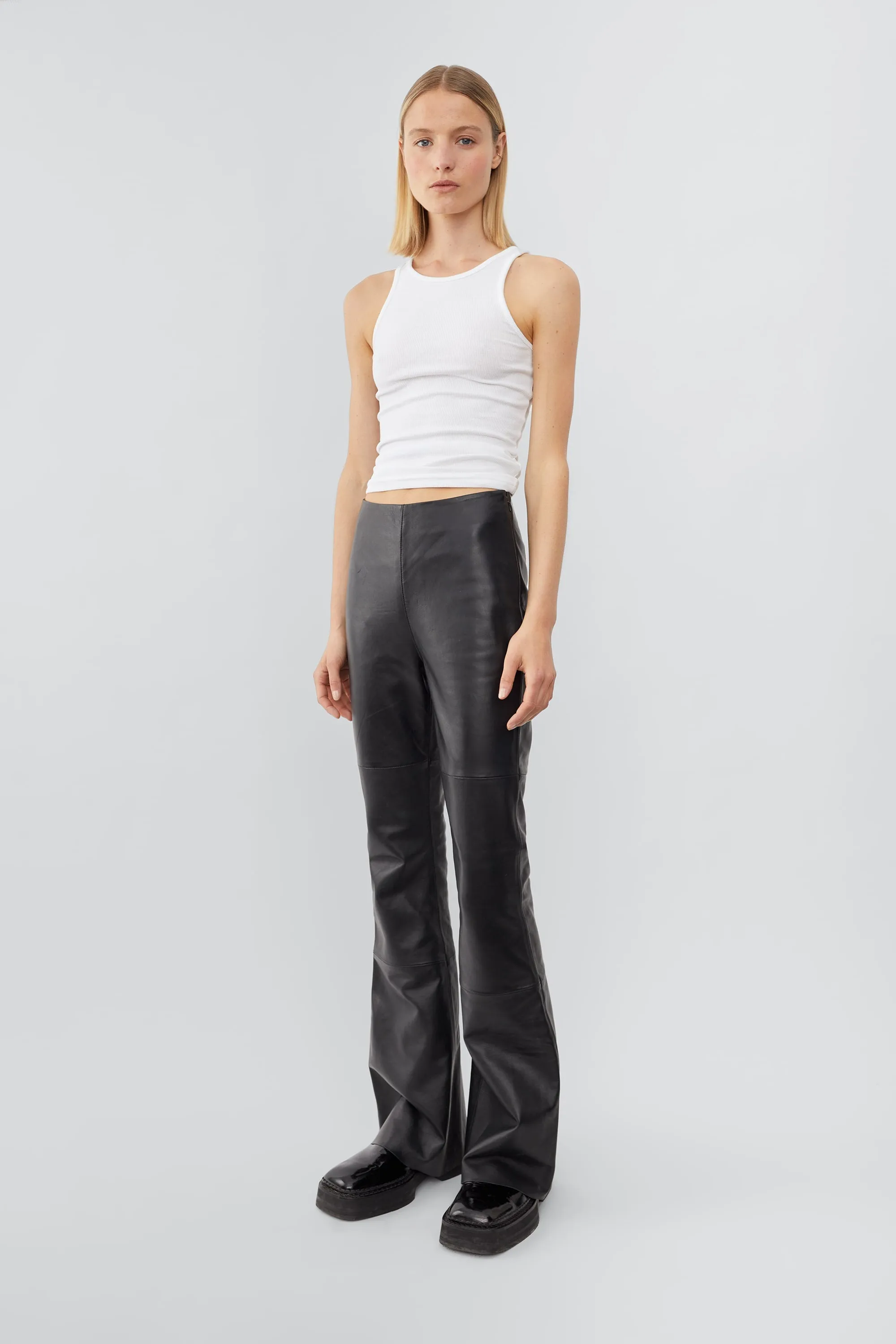 Kick Flared Black Leather Pants sold by Deadwood Studios product image thumbnail 4