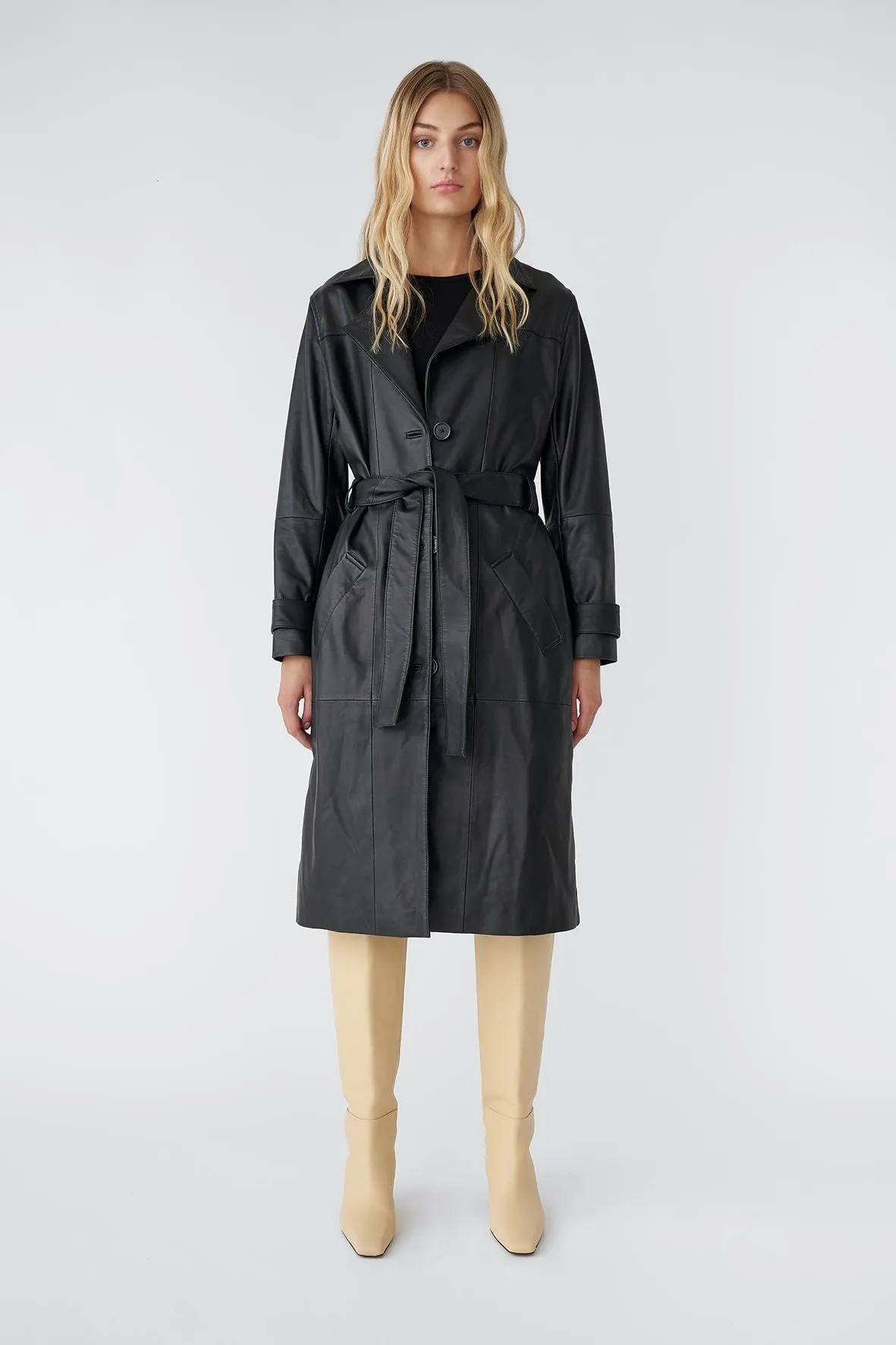 Terra Black Leather Coat sold by Deadwood Studios product image thumbnail 3