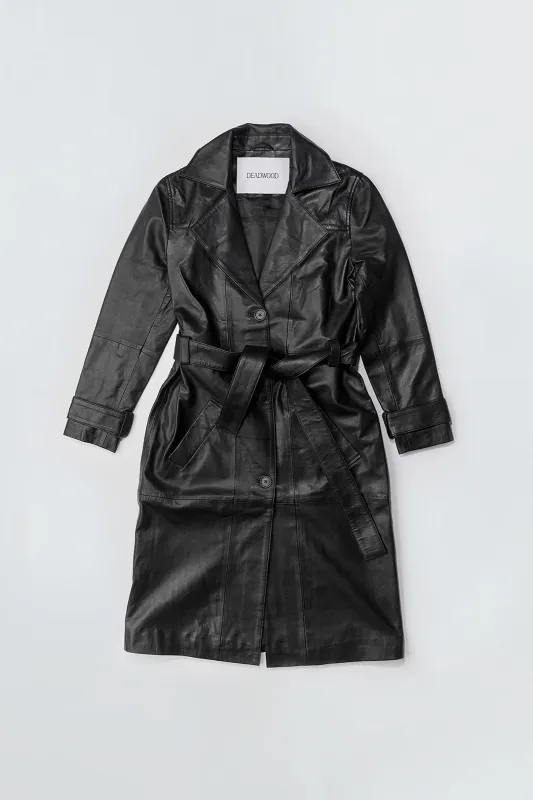 Terra Black Leather Coat sold by Deadwood Studios