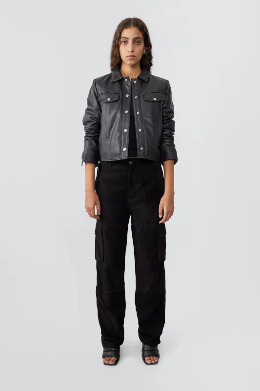 Frankie Black Leather Jacket sold by Deadwood Studios