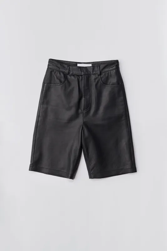 Boi Black Leather Shorts sold by Deadwood Studios