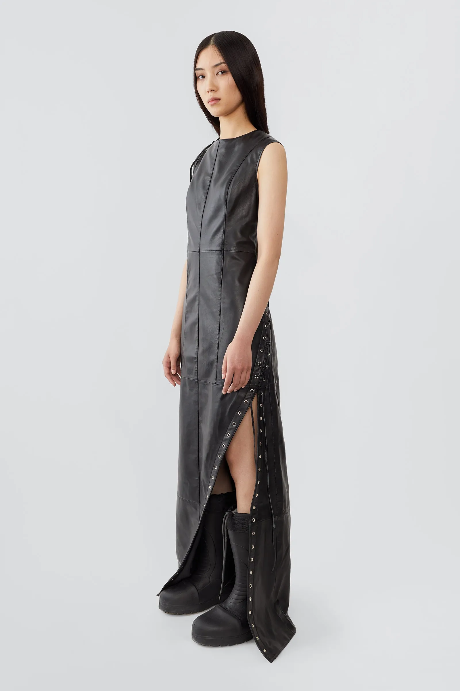 Ortem Black Leather Maxi Dress sold by Deadwood Studios product image thumbnail 2