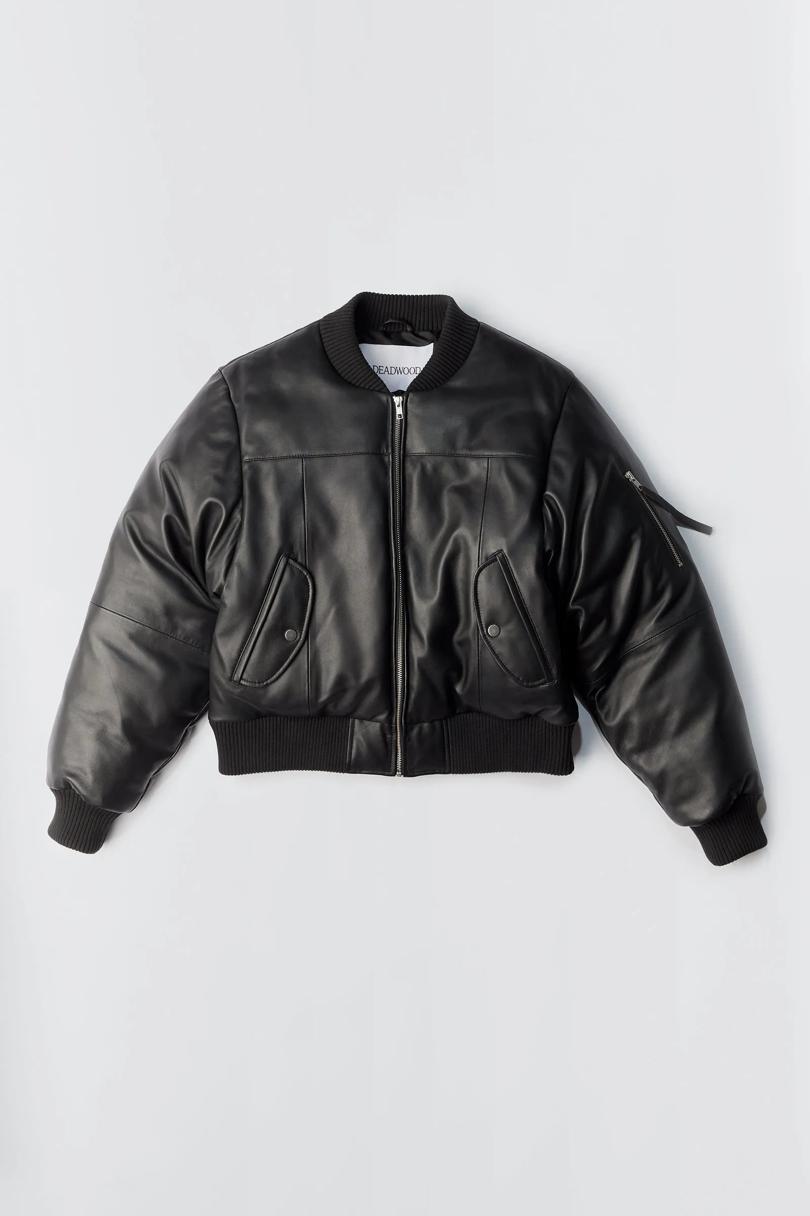 Bofinger Black Oversized Padded Leather Jacket sold by Deadwood Studios