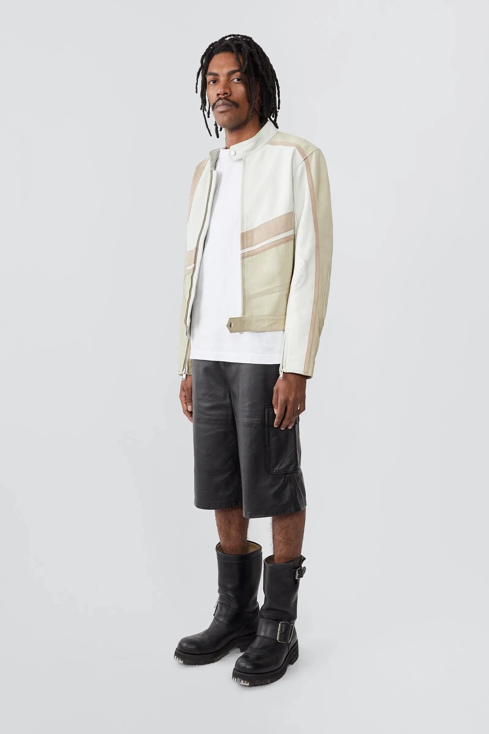 Hiro White Leather Moto Jacket sold by Deadwood Studios product image thumbnail 2