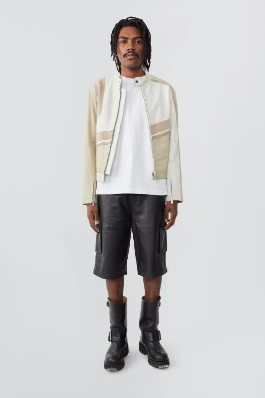 Hiro White Leather Moto Jacket sold by Deadwood Studios