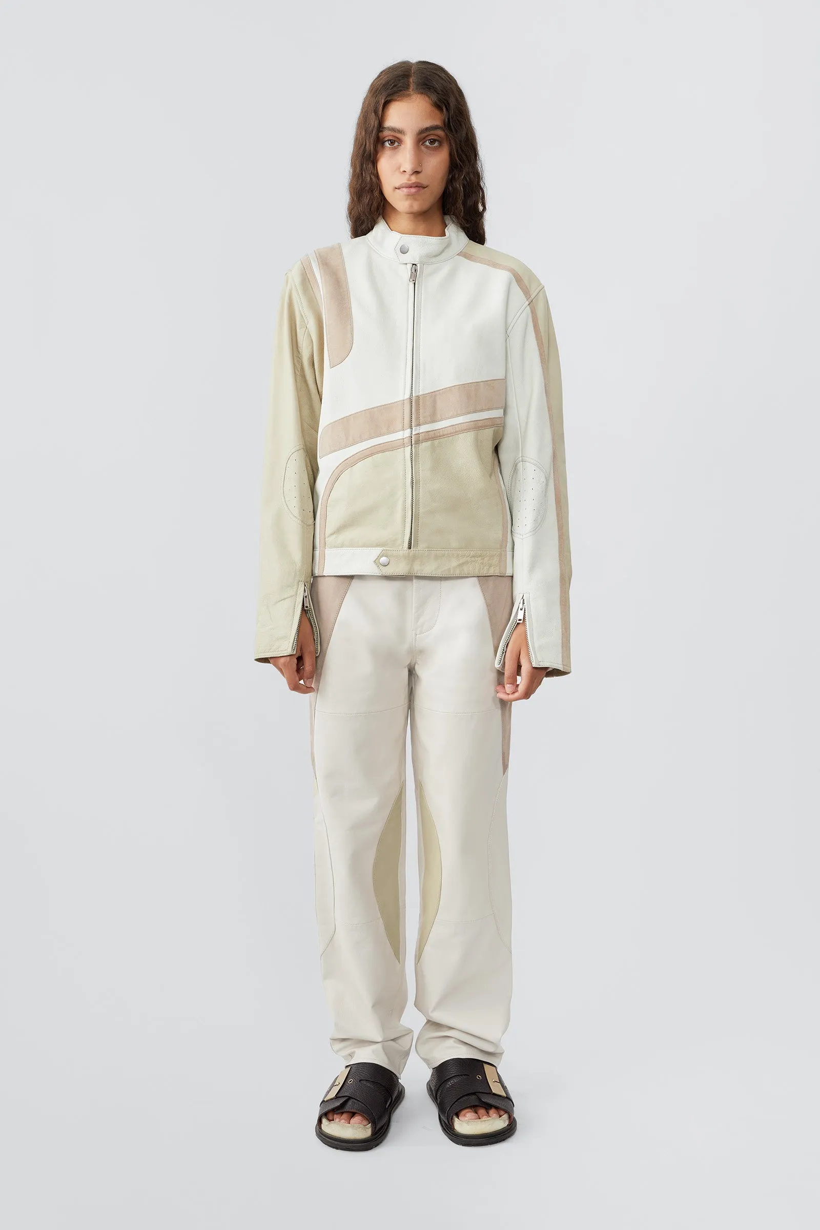 Hiro White Leather Moto Jacket sold by Deadwood Studios