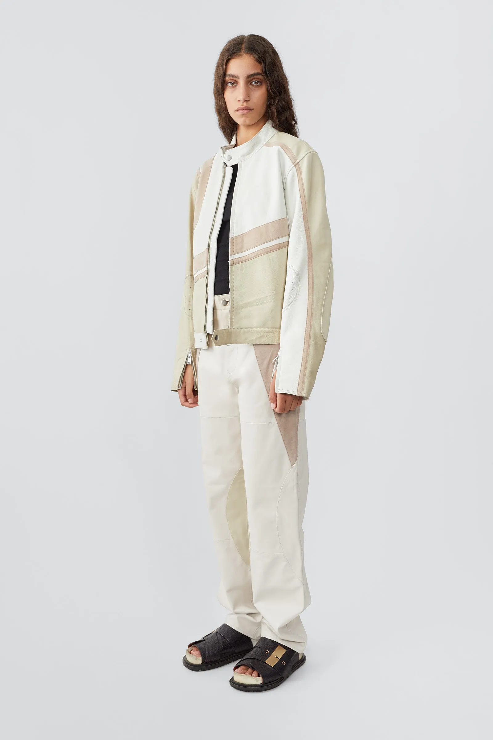 Hiro White Leather Moto Jacket sold by Deadwood Studios product image thumbnail 2