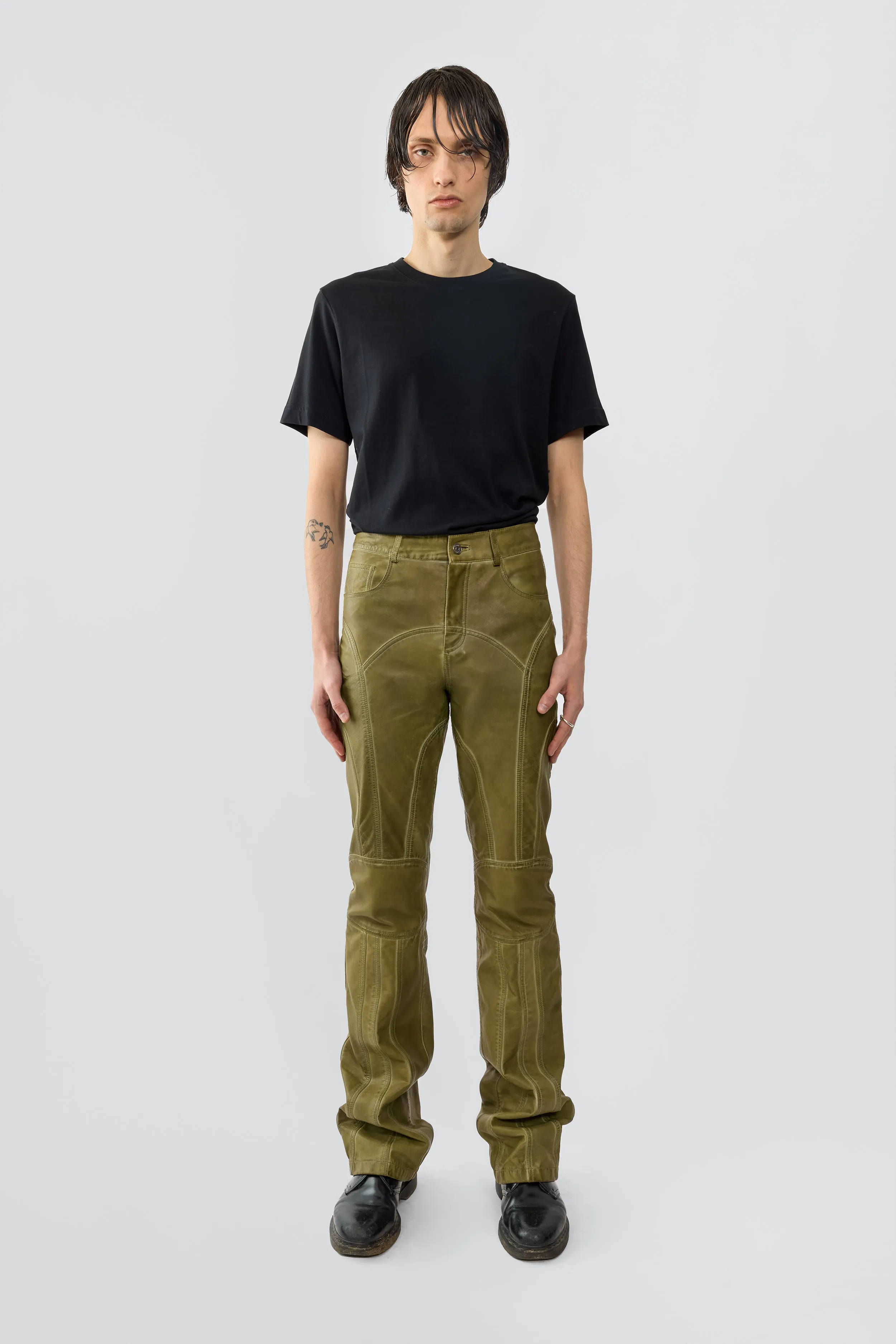 Peninsula Olive Leather Pants sold by Deadwood Studios product image thumbnail 2