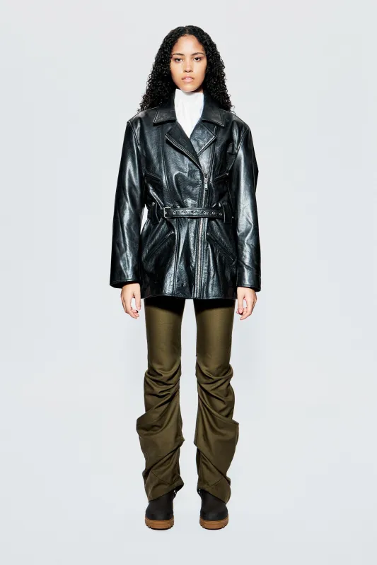 Ann Chunky Black Leather Jacket sold by Deadwood Studios