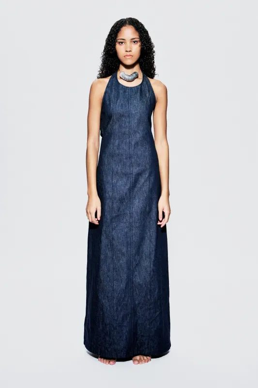 Maxine Maxi Dress – Raw Indigo Denim sold by Deadwood Studios