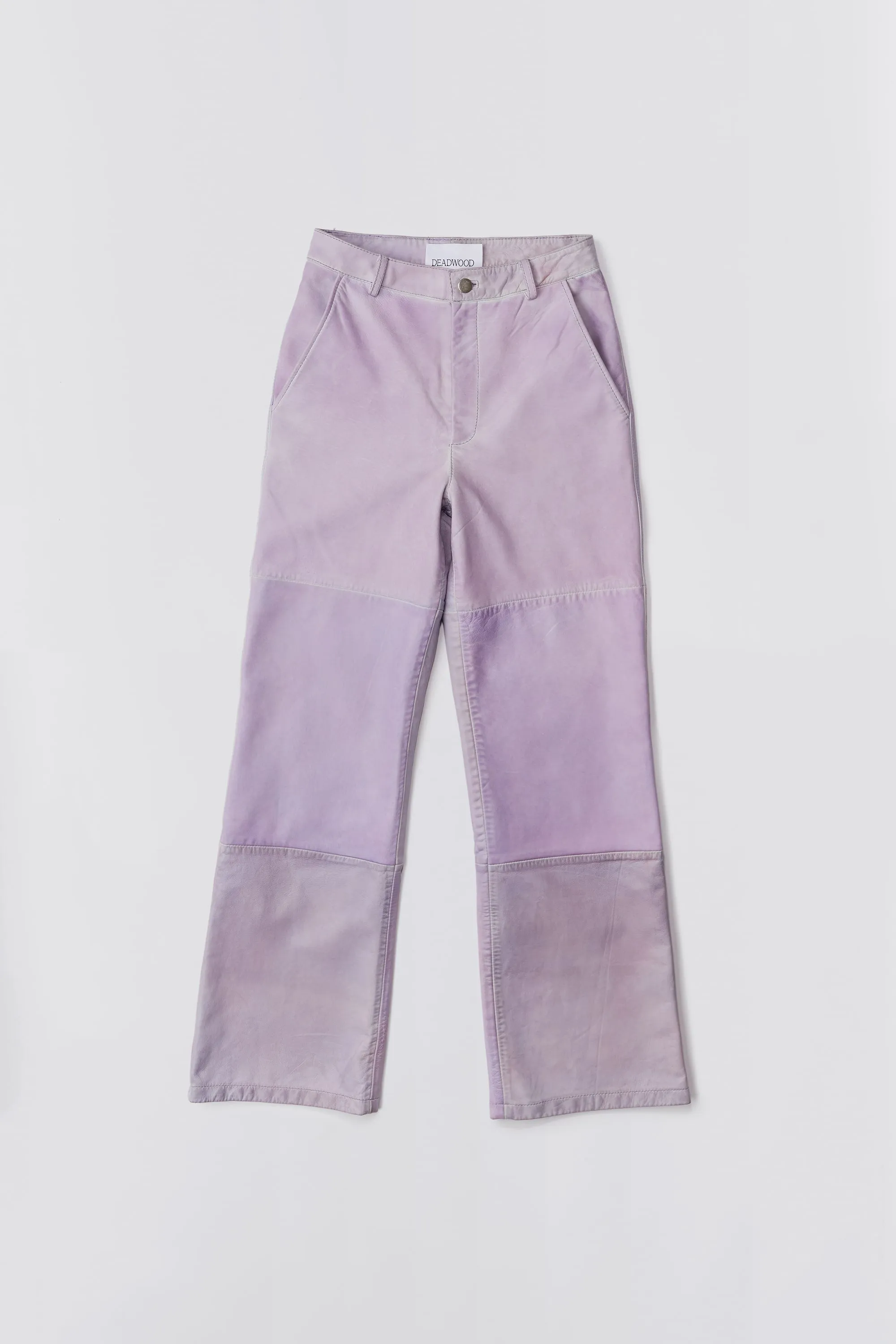 Flynn Hand-dyed Lavender Leather Pants sold by Deadwood Studios