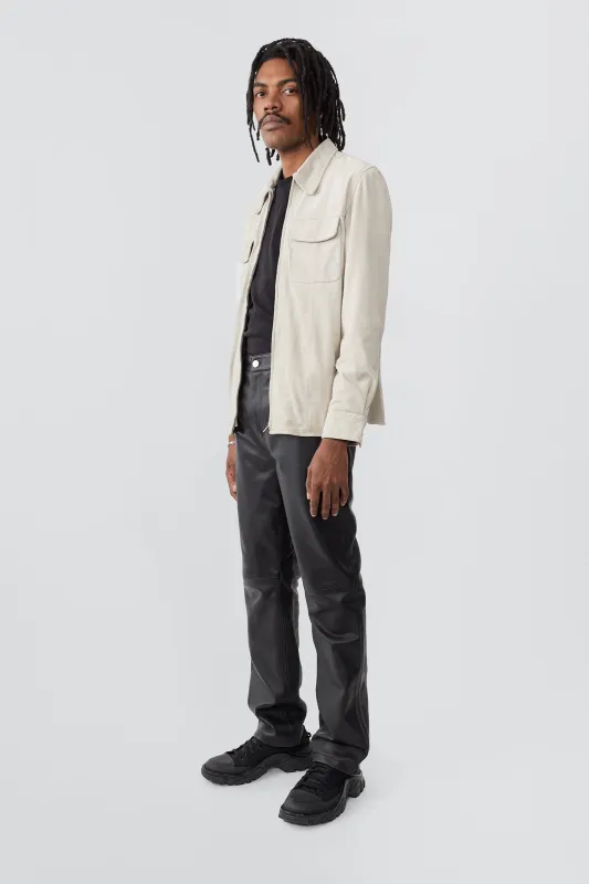 Stinger Off-White Suede Zipped Shirt sold by Deadwood Studios