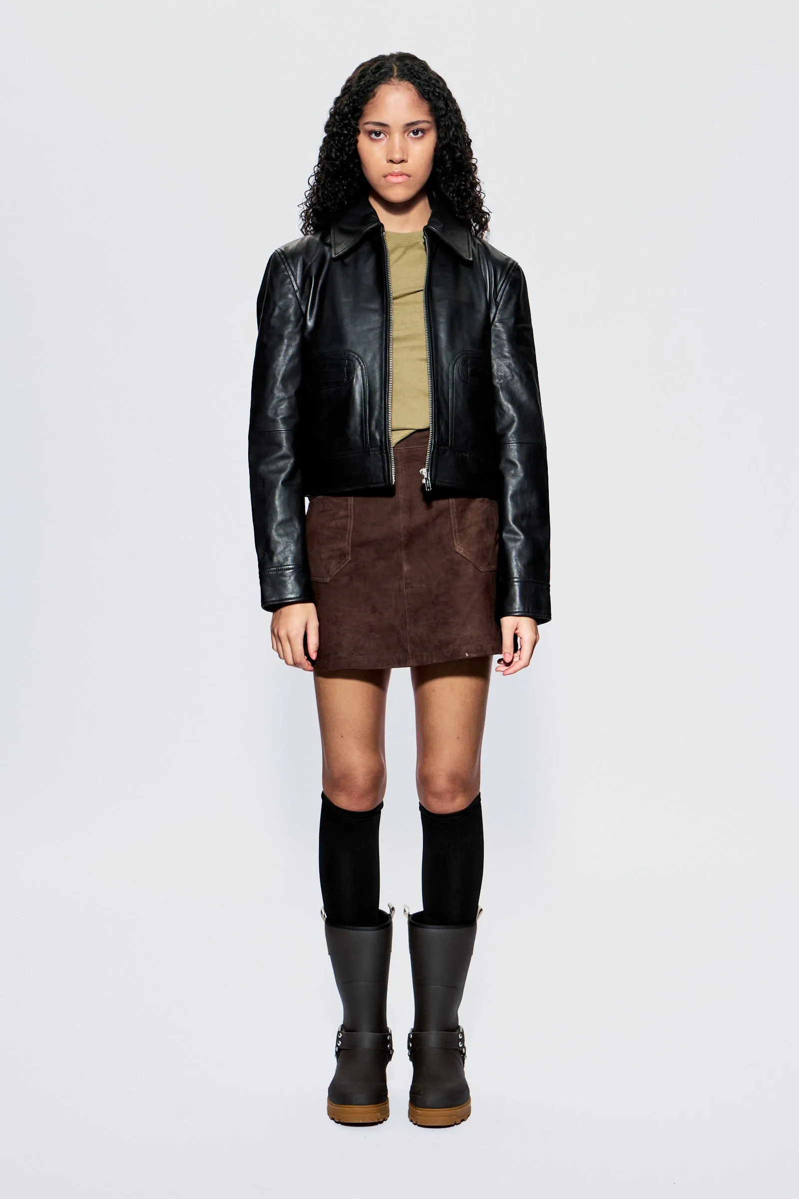 Lena Brown Suede Skirt sold by Deadwood Studios