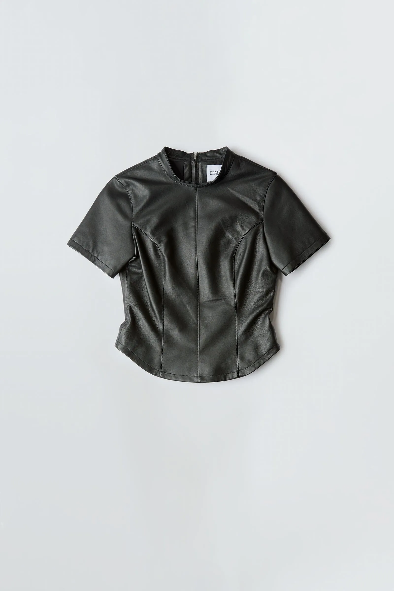 Neat Black Shortsleeve Leather Top sold by Deadwood Studios product image thumbnail 4
