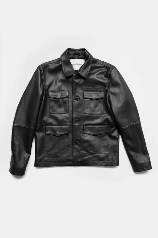 Gobi Black Leather Jacket made by Deadwood Studios