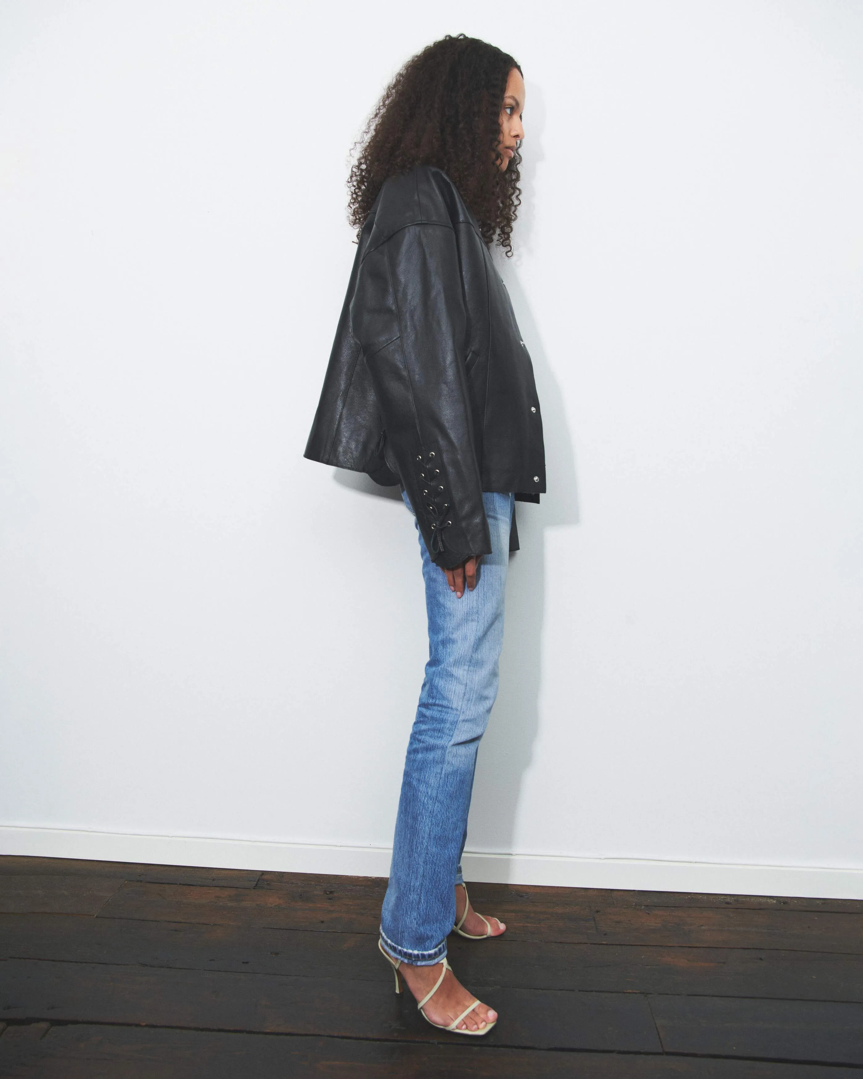 Canoo Black Oversized Leather Jacket sold by Deadwood Studios product image thumbnail 3