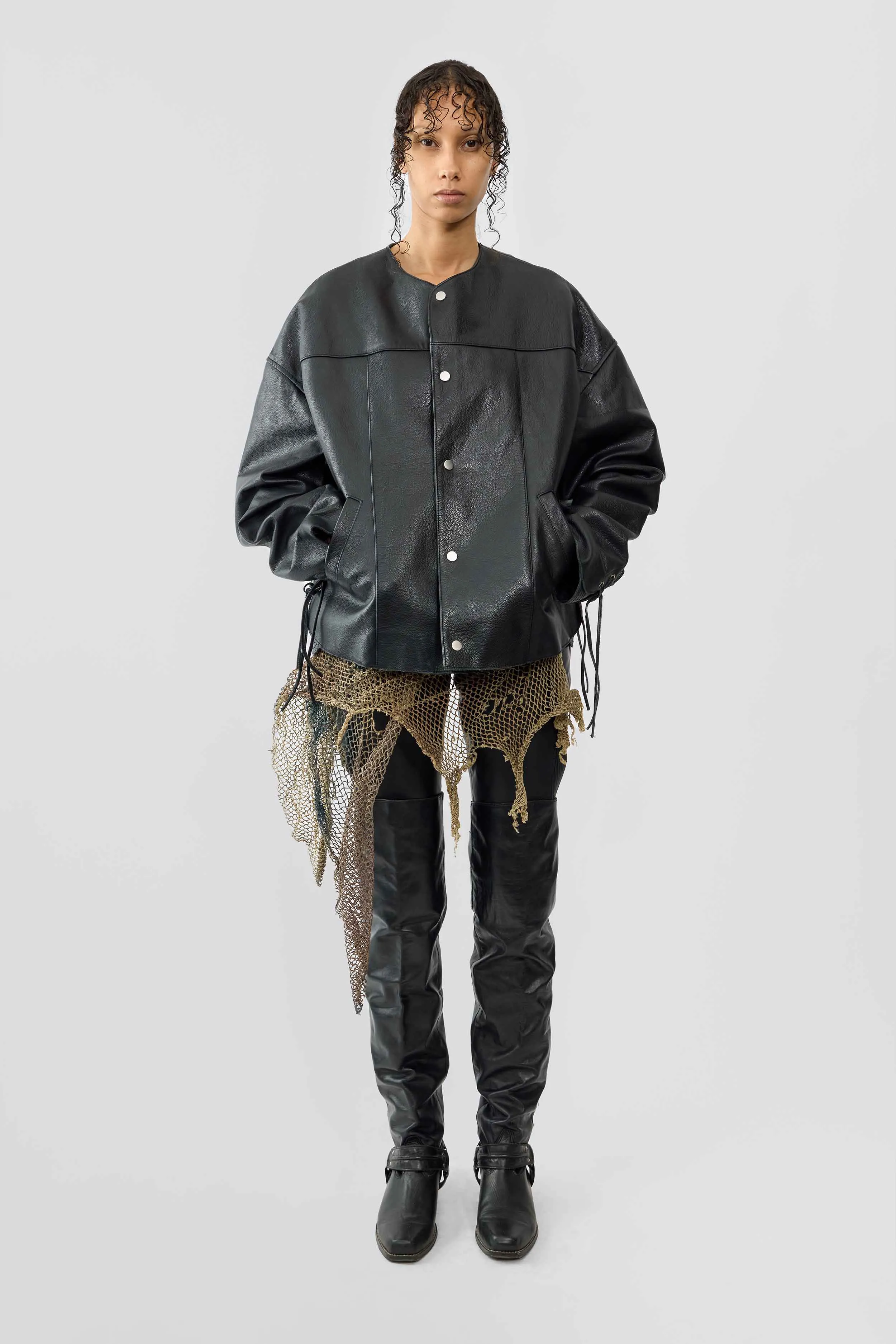 Canoo Black Oversized Leather Jacket sold by Deadwood Studios product image thumbnail 4