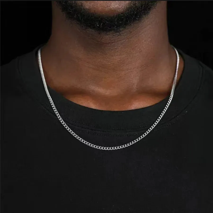Collar Cenit · Collar cadena plateada de acero inoxidable sold by Barlovento de Biar