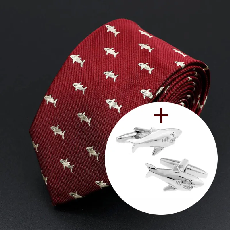 Conjunto de regalo de corbata y gemelos con forma de tiburones sold by Barlovento de Biar