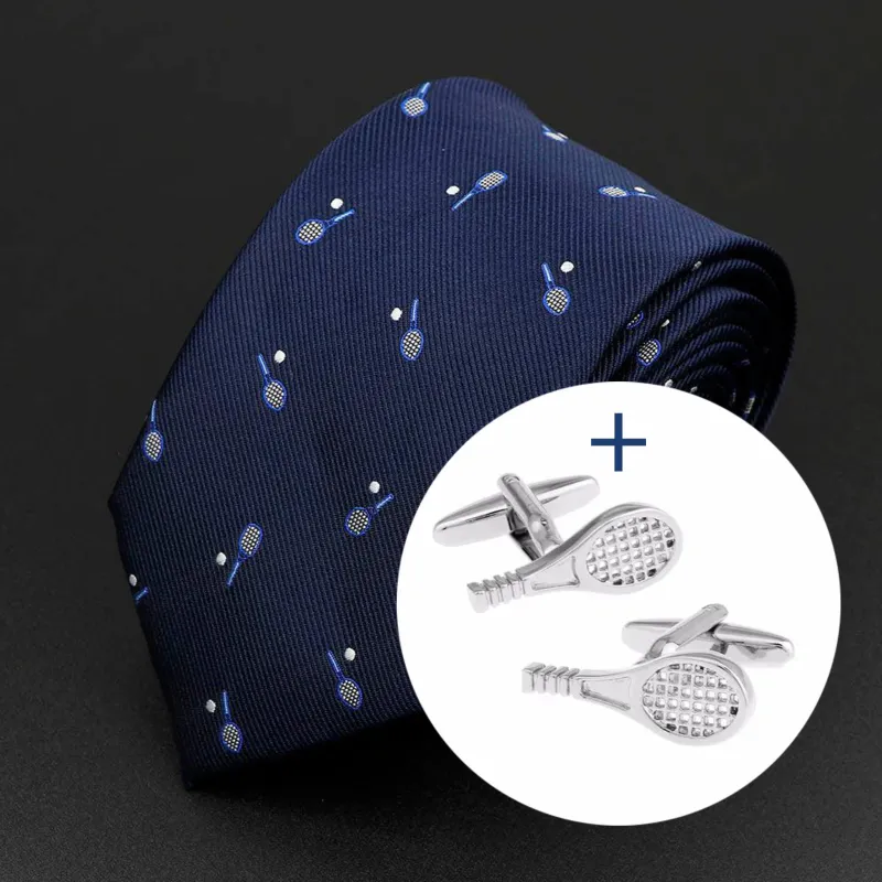 Conjunto de regalo de corbata y gemelos para tenistas made by Barlovento de Biar