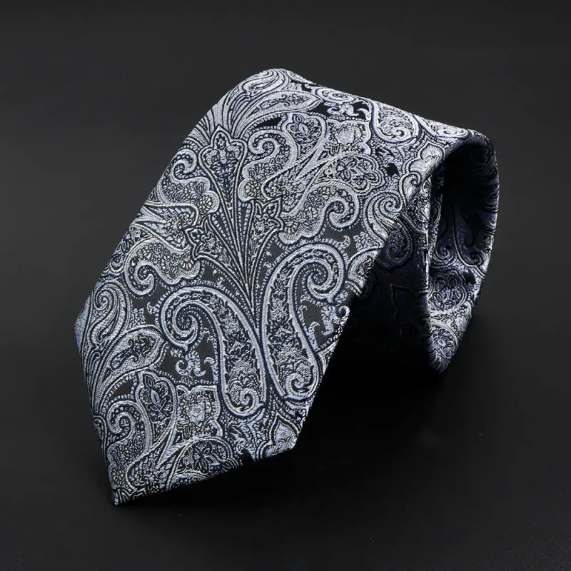 Alsace · corbata con estampado paisley gris made by Barlovento de Biar