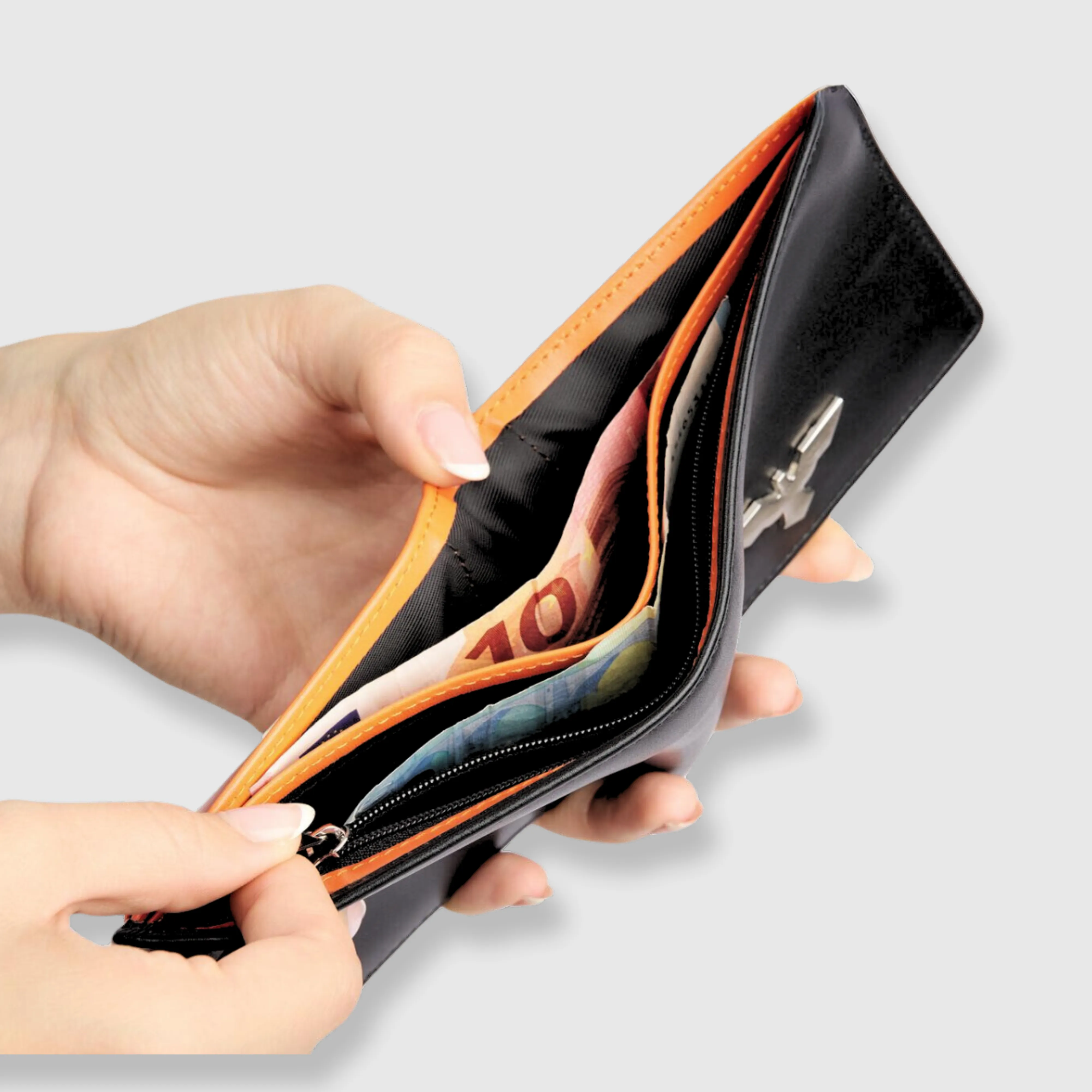 Zürich · Billetera de cuero genuino con interior naranja sold by Barlovento de Biar product image thumbnail 4