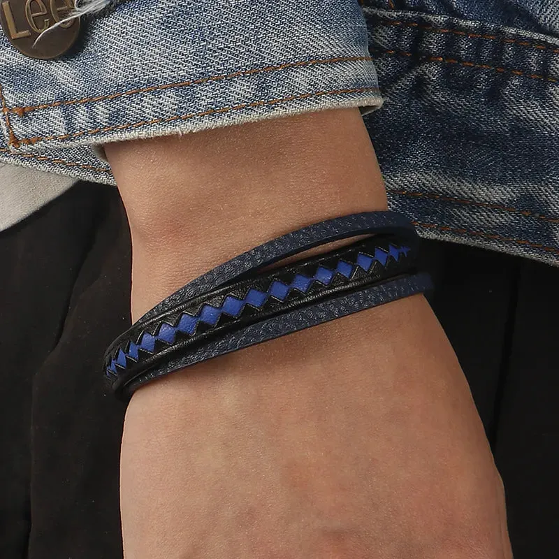 Pulsera Taurus · Pulsera de cuero auténtico trenzado con detalles azules y cierre de aluminio sold by Barlovento de Biar product image thumbnail 2