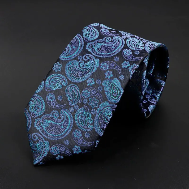 Beaugency · corbata con estampado paisley azul made by Barlovento de Biar