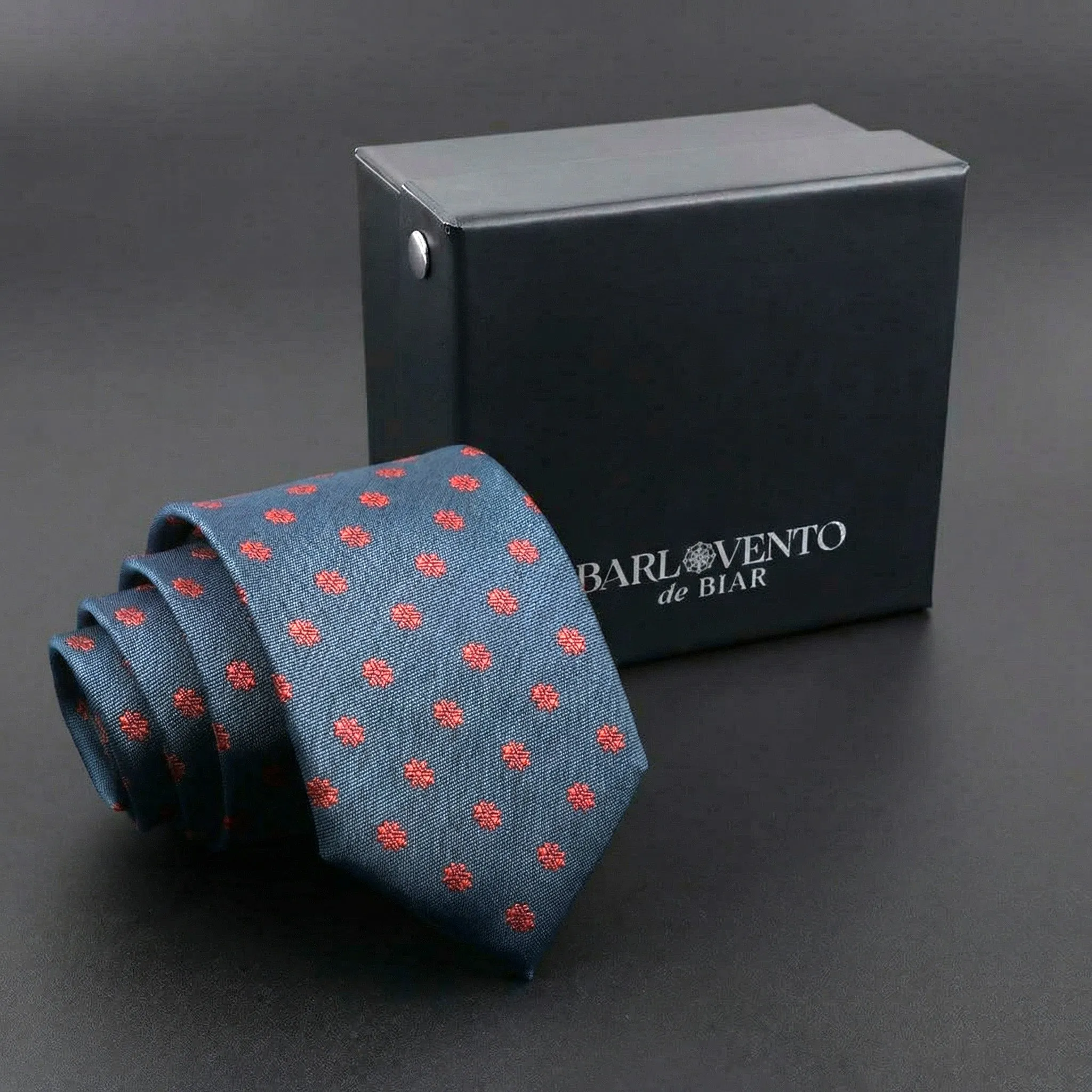 Rosas Rojas · corbata azul con flores rojas geométricas sold by Barlovento de Biar product image thumbnail 3