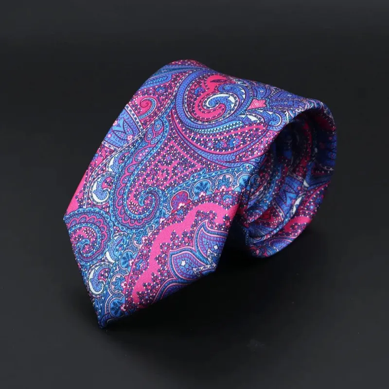 Grasse · corbata con estampado paisley rosado y azul made by Barlovento de Biar