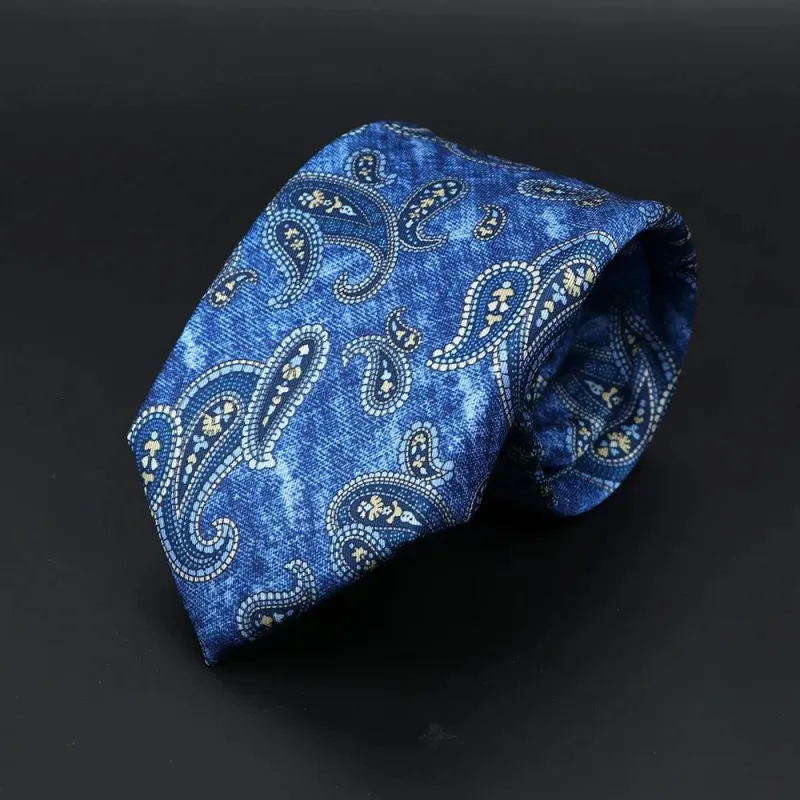 Tolouse · corbata con estampado paisley azul made by Barlovento de Biar