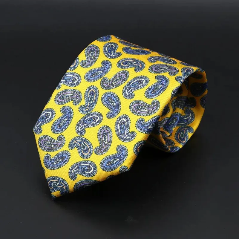 Arles · corbata con estampado paisley amarillo made by Barlovento de Biar