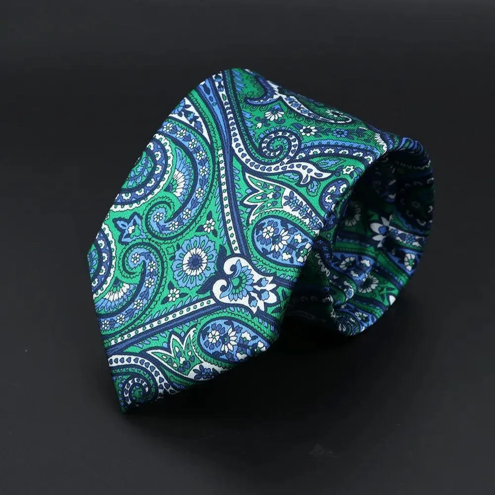 Niza · corbata con estampado paisley verde y azul sold by Barlovento de Biar