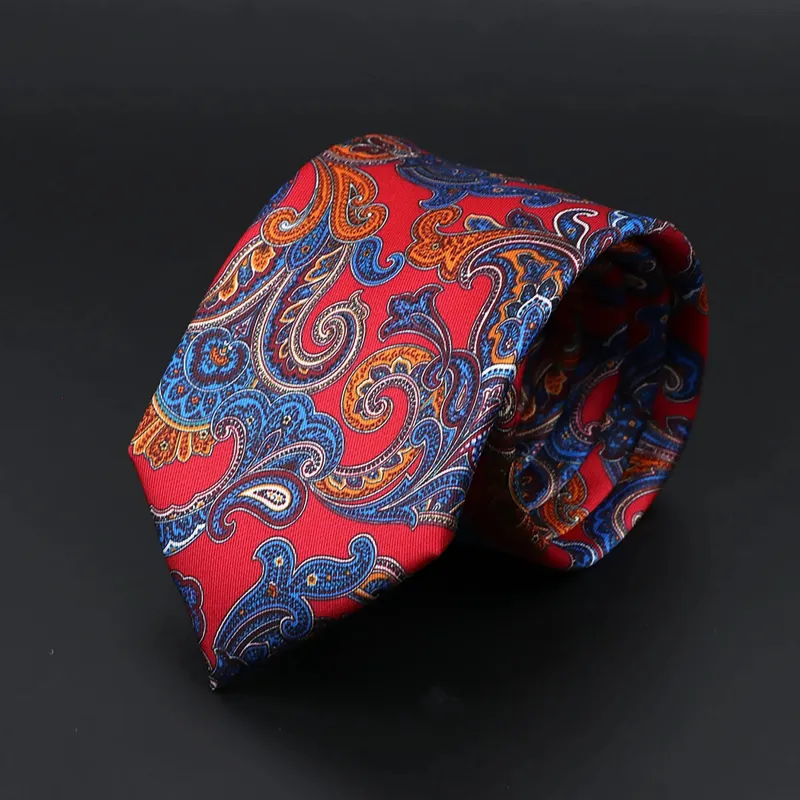 Cannes · corbata con estampado paisley rojo y azul made by Barlovento de Biar