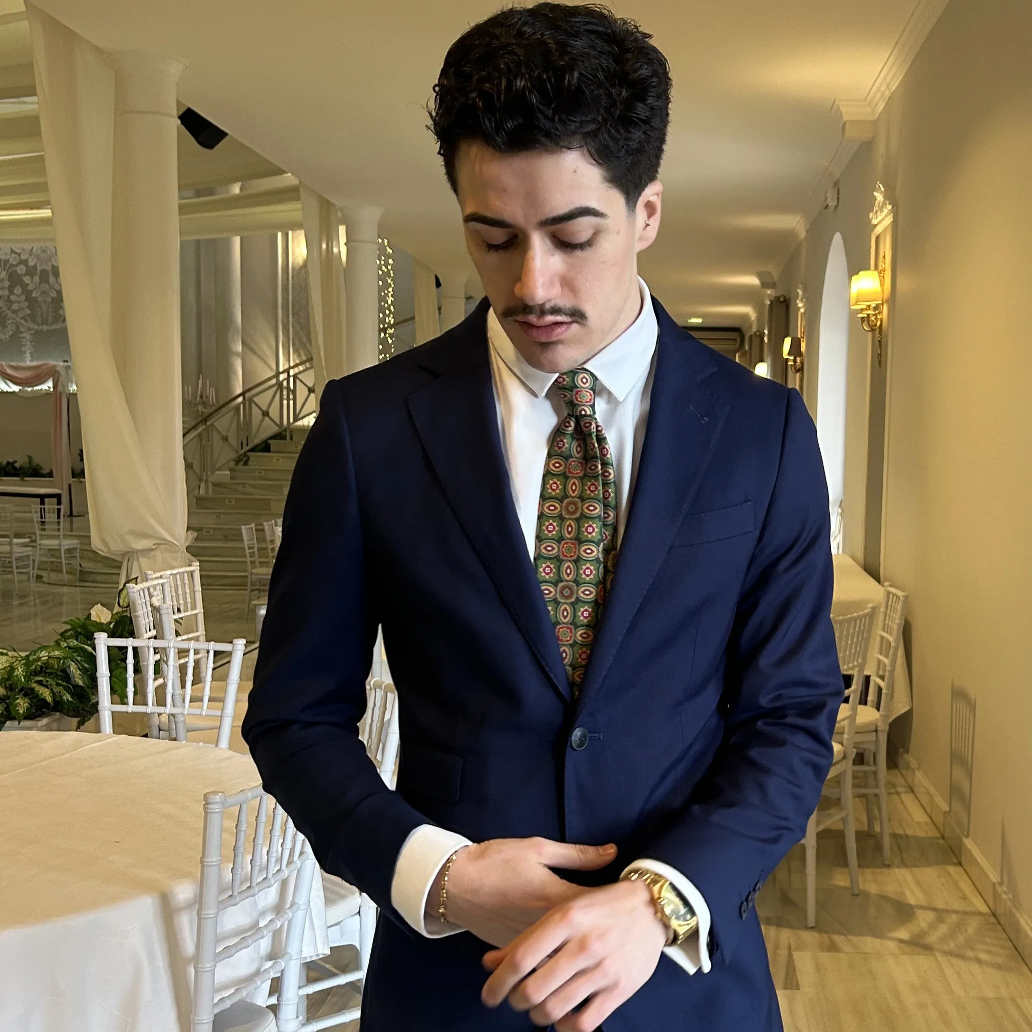 Ravena · corbata estampada verde con medallones ornamentales sold by Barlovento de Biar product image thumbnail 2