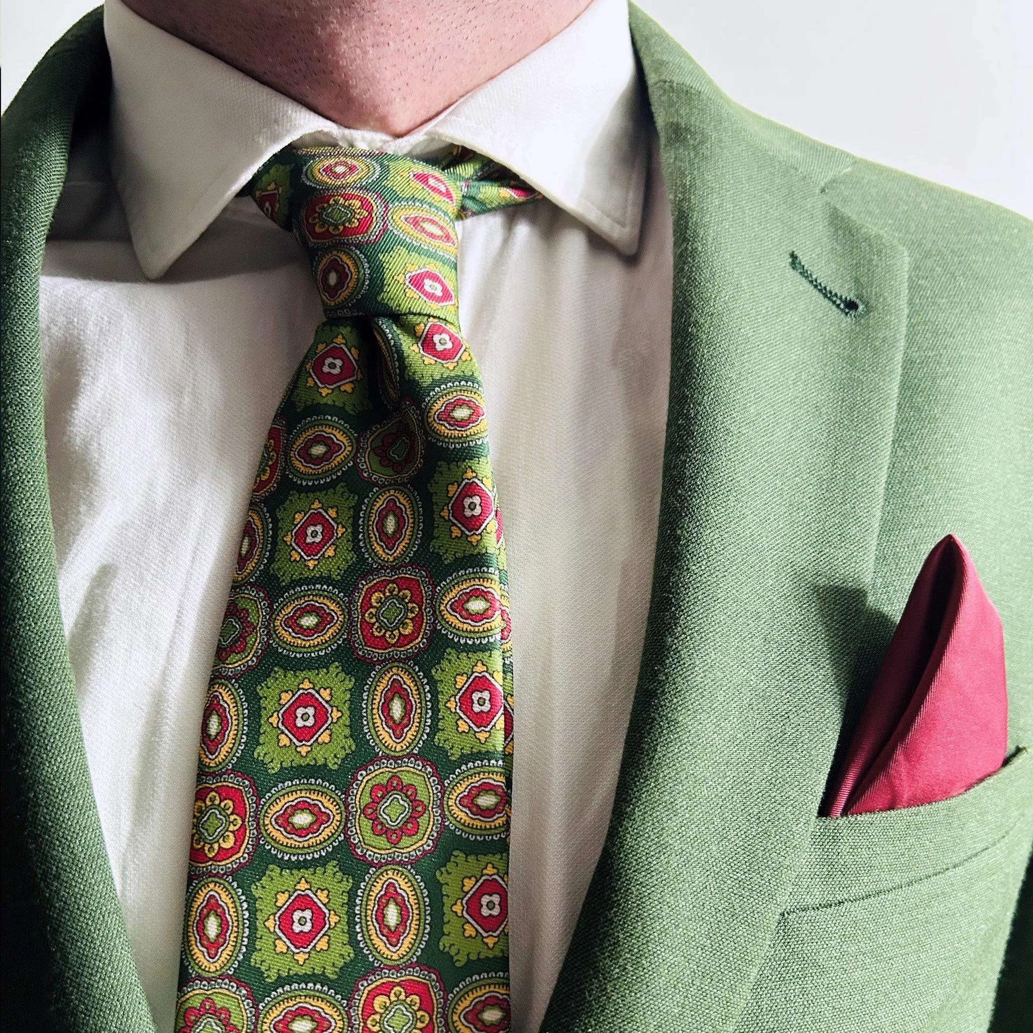 Ravena · corbata estampada verde con medallones ornamentales sold by Barlovento de Biar product image thumbnail 5