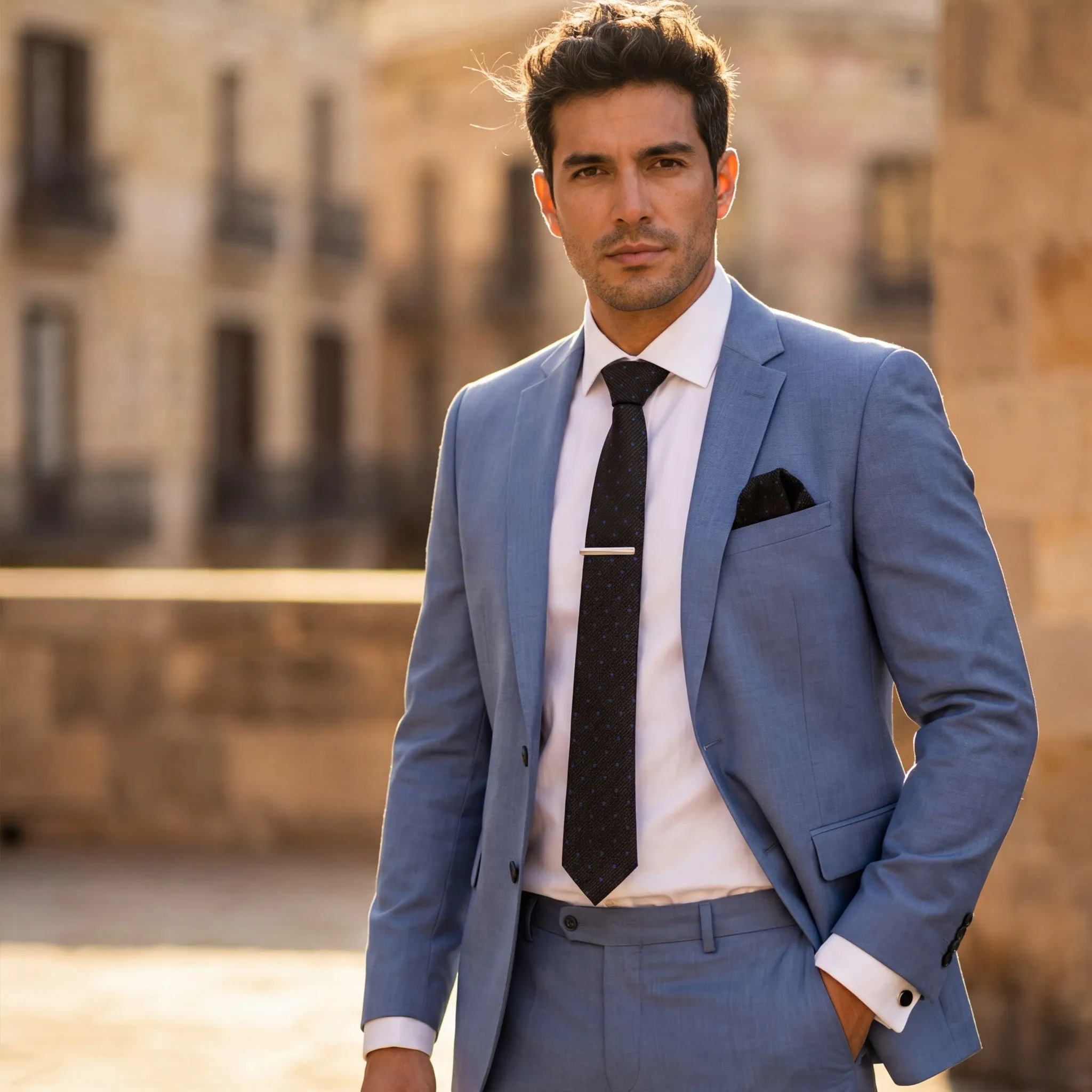 Empoli · conjunto de corbata negra con pañuelo, gemelos y pasador sold by Barlovento de Biar product image thumbnail 4