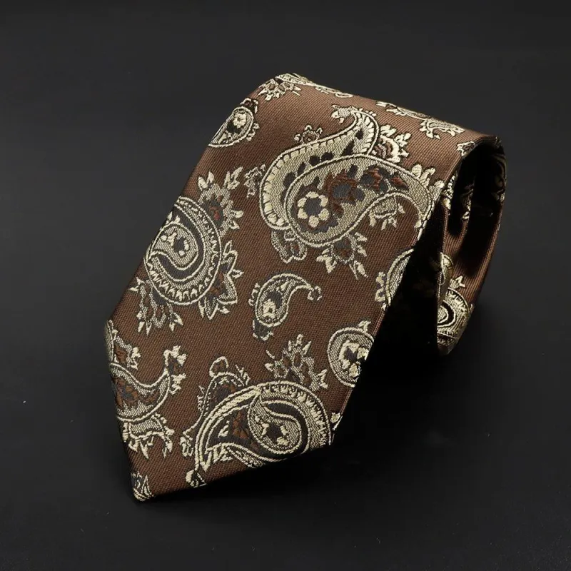 Carnac · corbata con estampado paisley marrón made by Barlovento de Biar
