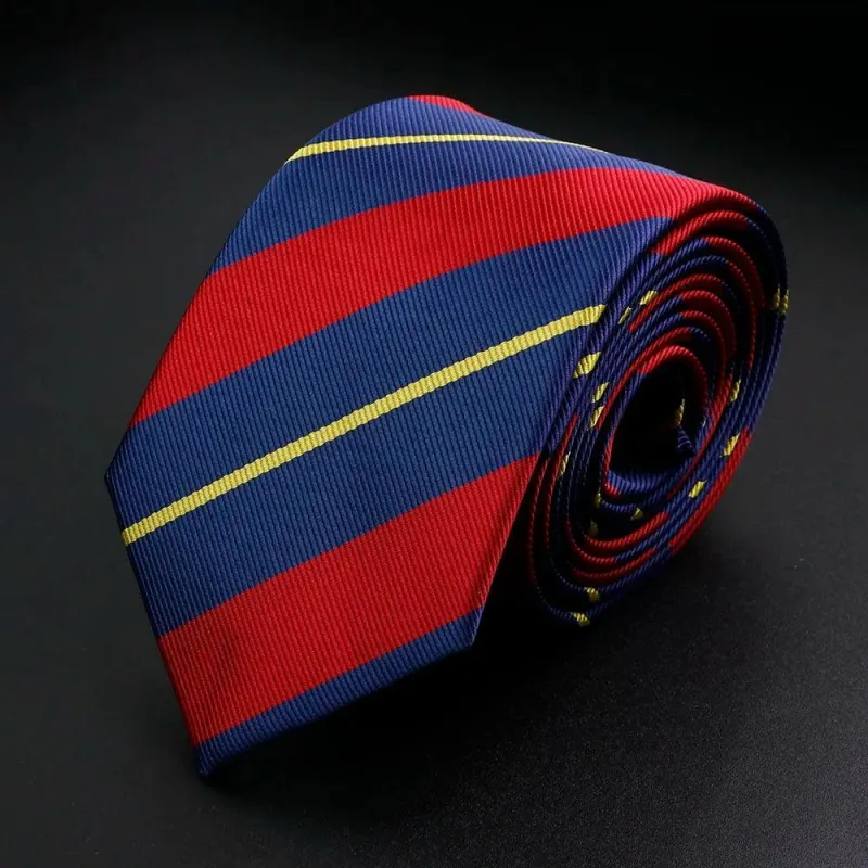 Bath · corbata azul con rayas rojas y amarillas made by Barlovento de Biar