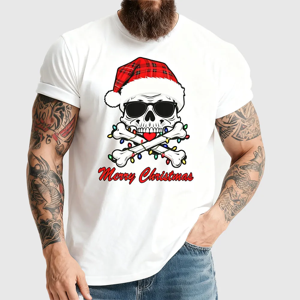 Christmas Crossbones Skull Skeleton Tee Graphic T-Shirt for Men sold by FaithHeart product image thumbnail 4