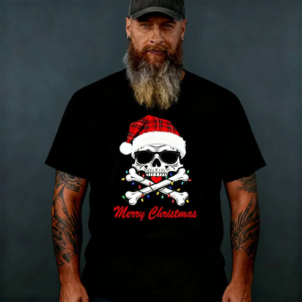 Christmas Crossbones Skull Skeleton Tee Graphic T-Shirt for Men sold by FaithHeart product image thumbnail 2