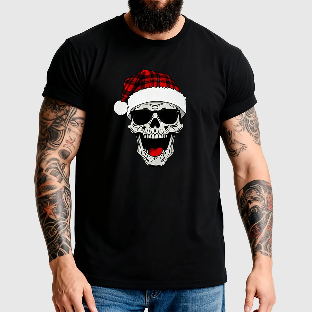 Christmas Santa Hat Skull Skeleton Graphic T-Shirt for Men sold by FaithHeart