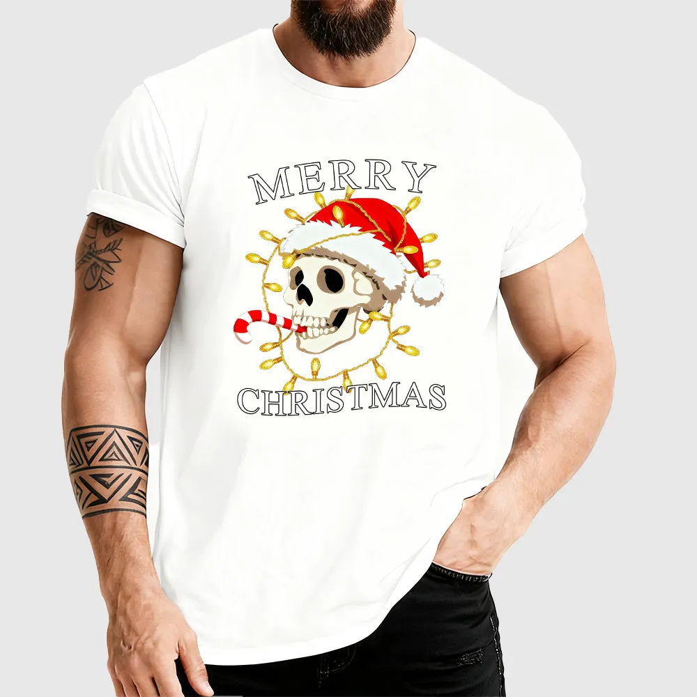 Merry Christmas Skull Skeleton Graphic T-Shirt for Men sold by FaithHeart product image thumbnail 3