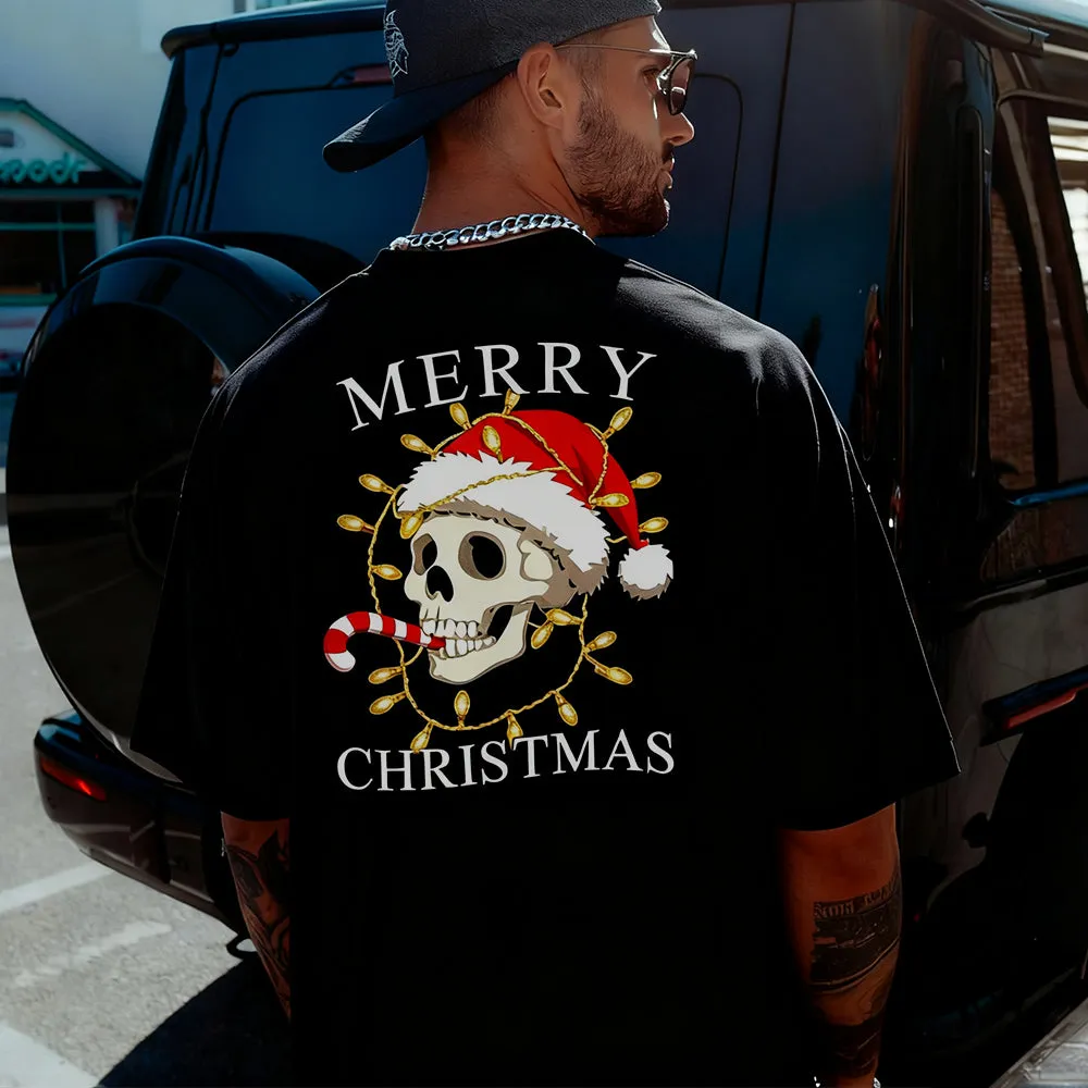 Merry Christmas Skull Skeleton Graphic T-Shirt for Men sold by FaithHeart product image thumbnail 4