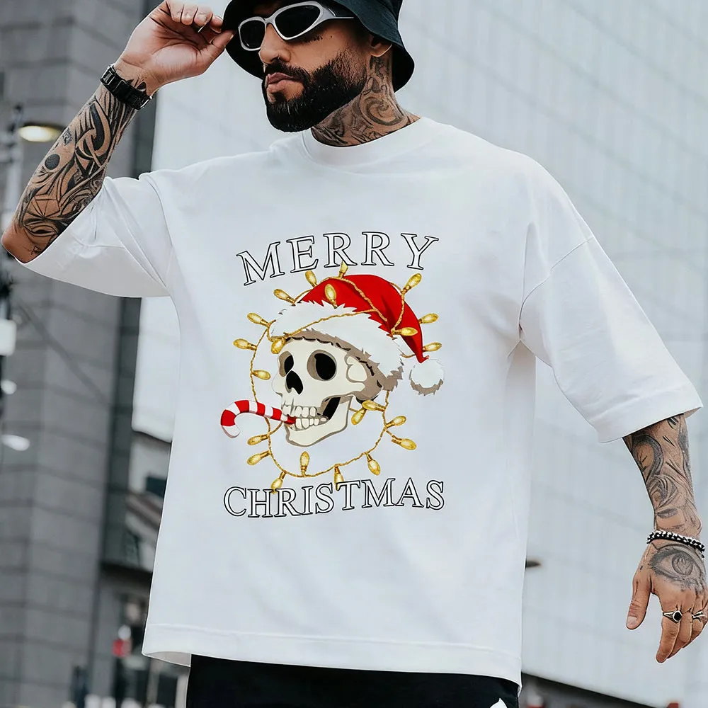 Merry Christmas Skull Skeleton Graphic T-Shirt for Men sold by FaithHeart product image thumbnail 2